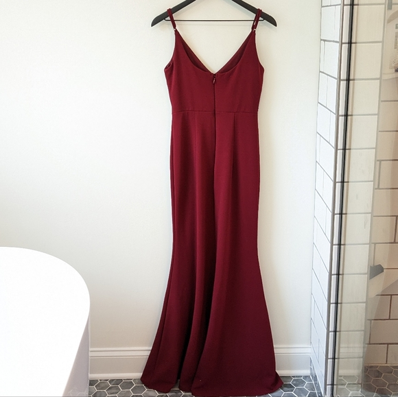 Lulu's Wine Red Infinite Glory Maxi Length Formal Bridesmaid Gown Dress - Picture 3 of 7